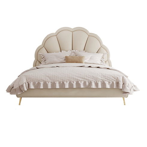 Figueroa Microfiber Leather Flower Shaped Headboard Modern Bed Frame