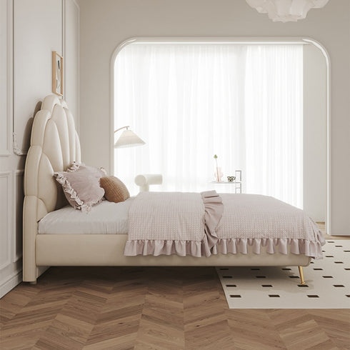 Figueroa Microfiber Leather Flower Shaped Headboard Modern Bed Frame