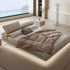Lucas Suede Fabric Pillow Shaped Headboard Floating Bed Frame