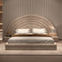 David Suede Fabric Wide Curved Headboard Bed Frame with Bedside Table