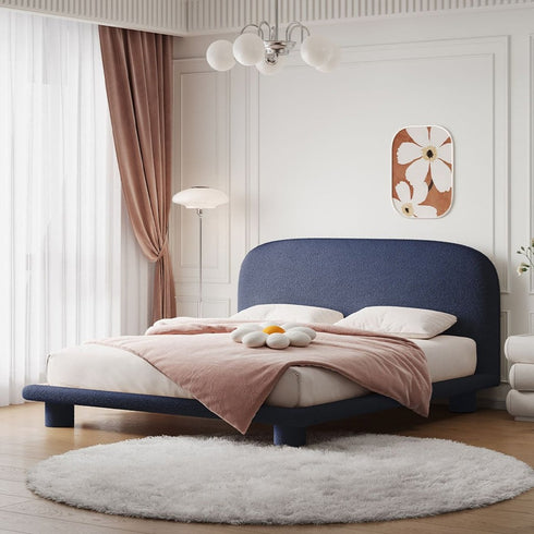 Flore Boucle Round Shaped Headbord Bed Frame