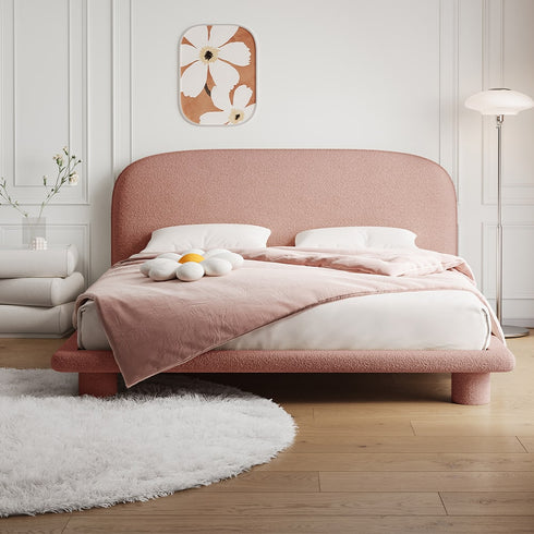 Flore Boucle Round Shaped Headbord Bed Frame