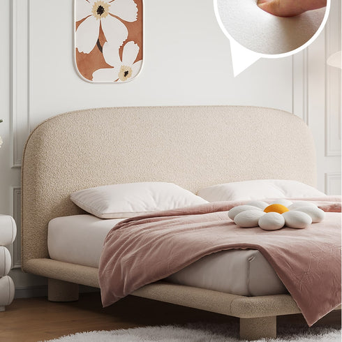 Flore Boucle Round Shaped Headbord Bed Frame