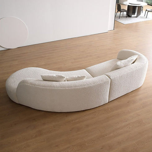 Gene Boucle Round Shaped 4 Seater Sofa Luxury Interior Curved Couch