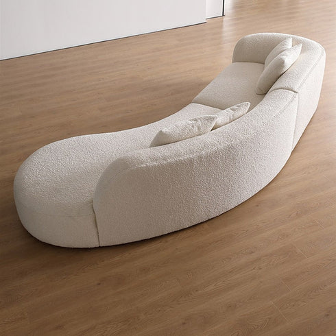 Gene Boucle Round Shaped 4 Seater Sofa Luxury Interior Curved Couch