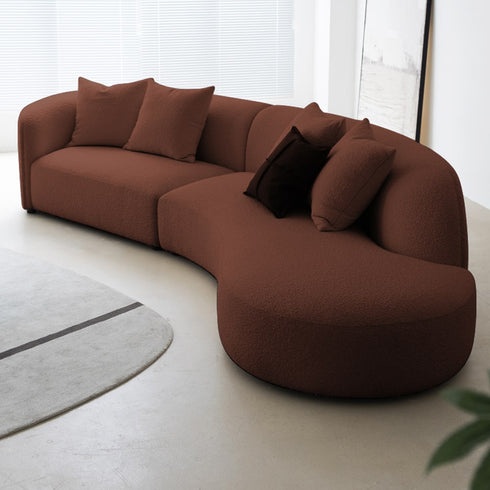Gene Boucle Round Shaped 4 Seater Sofa Luxury Interior Curved Couch