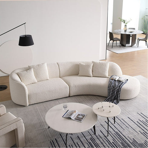 Gene Boucle Round Shaped 4 Seater Sofa Luxury Interior Curved Couch