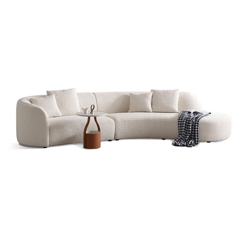 Gene Boucle Round Shaped 4 Seater Sofa Luxury Interior Curved Couch