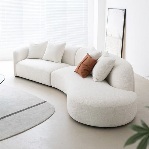 Gene Boucle Round Shaped 4 Seater Sofa Luxury Interior Curved Couch