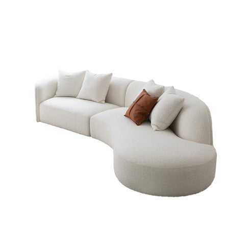 Gene Boucle Round Shaped 4 Seater Sofa Luxury Interior Curved Couch