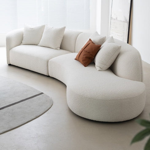 Gene Boucle Round Shaped 4 Seater Sofa Luxury Interior Curved Couch