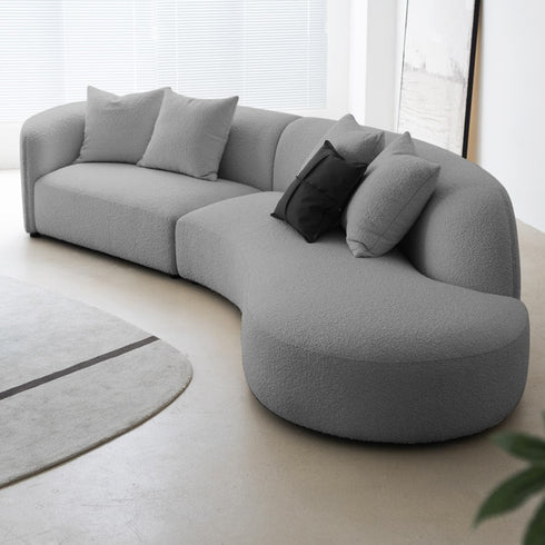 Gene Boucle Round Shaped 4 Seater Sofa Luxury Interior Curved Couch