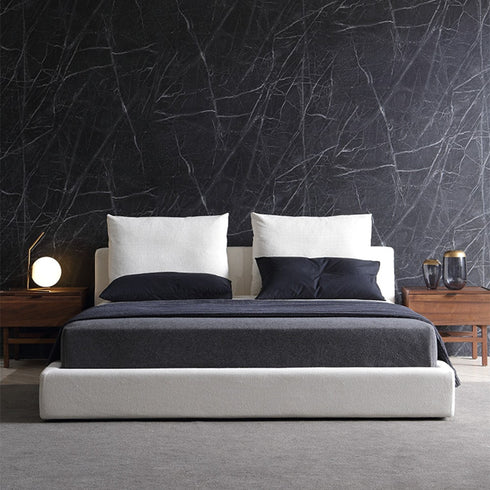 Gibbs Cotton Linen Blend Low Headboard Minimalist Bed Frame