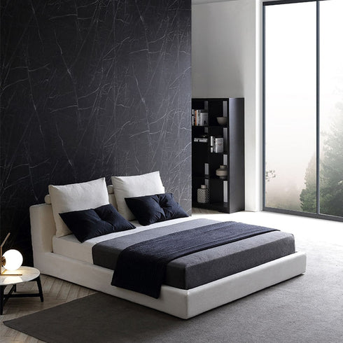 Gibbs Cotton Linen Blend Low Headboard Minimalist Bed Frame