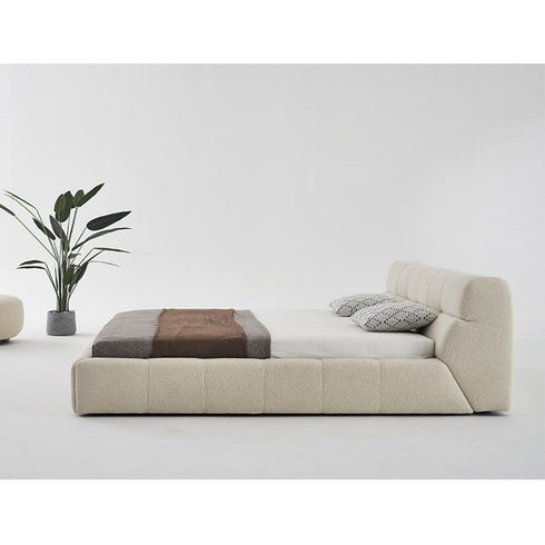 Gizeh Teddy Boucle Fabric Modern Low Headboard Bed Frame