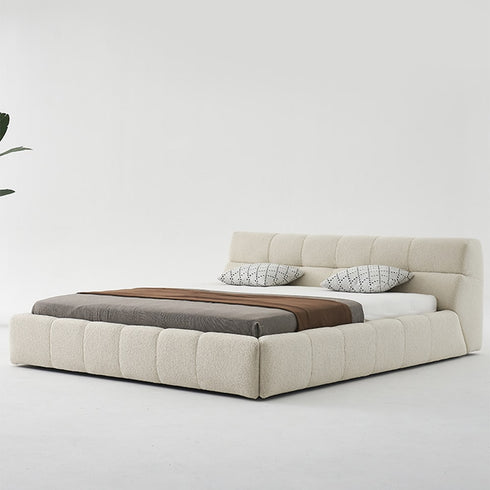 Gizeh Teddy Boucle Fabric Modern Low Headboard Bed Frame