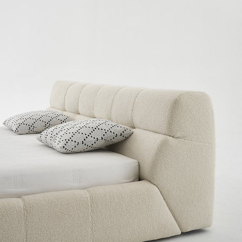 Gizeh Teddy Boucle Fabric Modern Low Headboard Bed Frame
