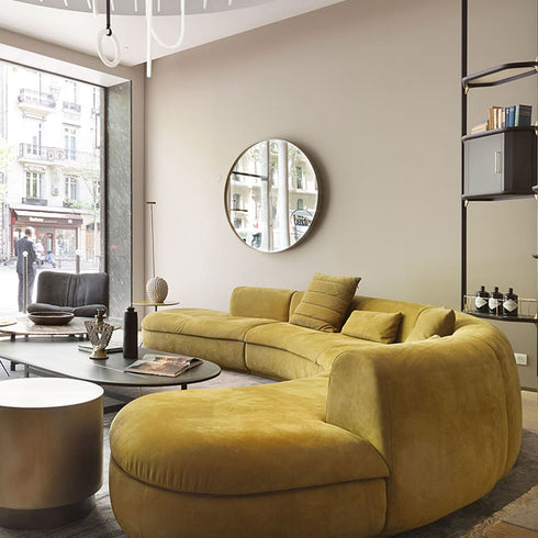 Grace Fabric Curved Sectional Sofa L-Shape Couch