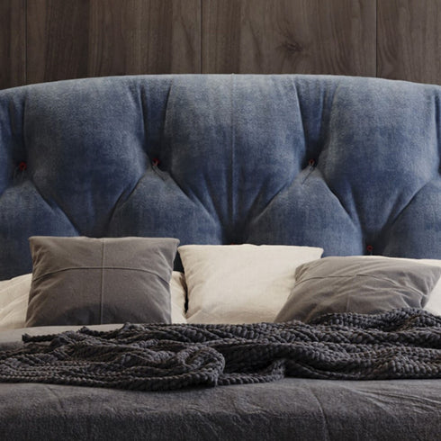 Haden Linen Fabric Wide Headboard Luxury Modern Bed Frame