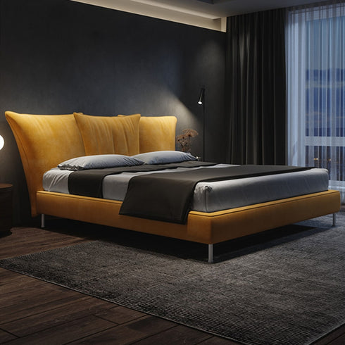 Hana Velvet Fabric Flower Shaped Design Headboard Bed Frame