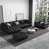 Hardy Black Calf Leather Sectional Sofa L-Shape Couch