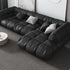 Hardy Black Calf Leather Sectional Sofa L-Shape Couch