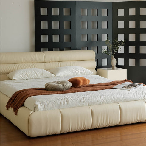 Harpern Microfiber Leather Upholstered Headboard Modern Bed Frame