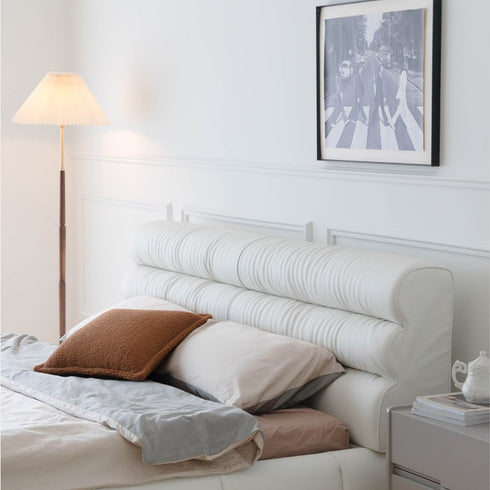 Harpern Microfiber Leather Upholstered Headboard Modern Bed Frame