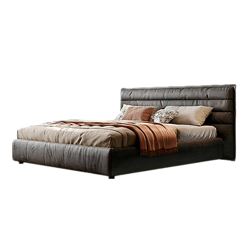 Harue Suede Fabric Modern Upholstered Headboard Bed Frame