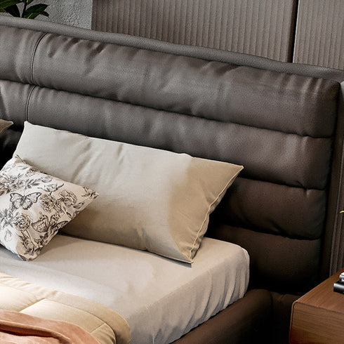 Harue Suede Fabric Modern Upholstered Headboard Bed Frame