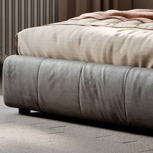 Harue Suede Fabric Modern Upholstered Headboard Bed Frame