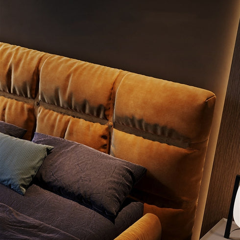 Hassan Suede Fabric High Headboard Bed Frame