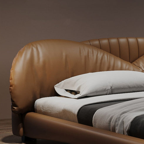 Hazel Microfiber Leather Luxury Curved Headboard Bed Frame