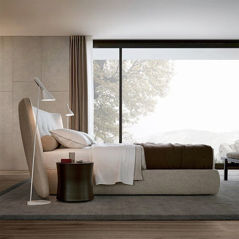 Hendricks Cotton Linen Blend Fabric Wide Headboard Luxury Bed Frame