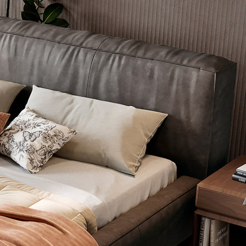 Icnoyotl Suede Fabric Rectangular Headboard Modern Bed Frame