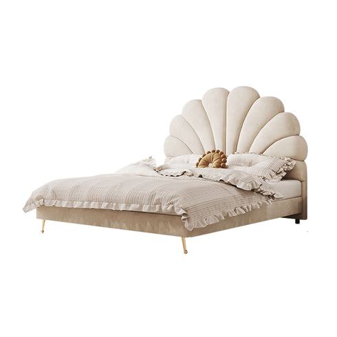 Innis Velvet Flower Shaped Headboard Bed Frame