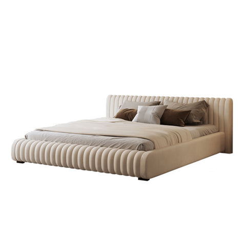 Isley Velvet Fabric Stripe Pattern Bed Frame