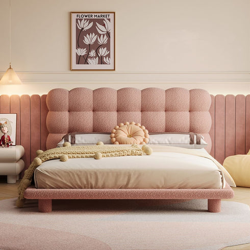 Isra Boucle Puff Upholstered Bed Frame