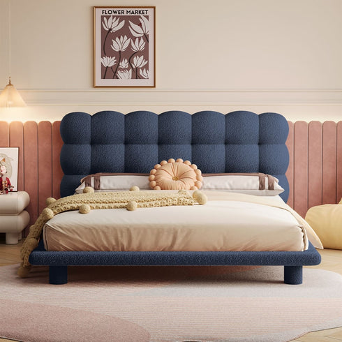 Isra Boucle Puff Upholstered Bed Frame