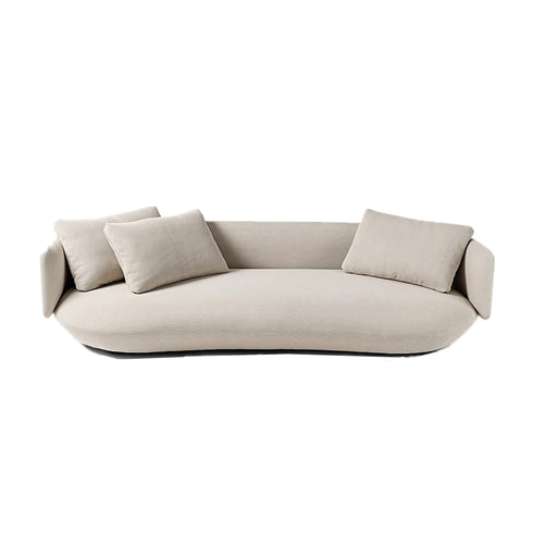 Ivan Velvet Fabric Round Shaped 3-Seater Sofa Modern Couch