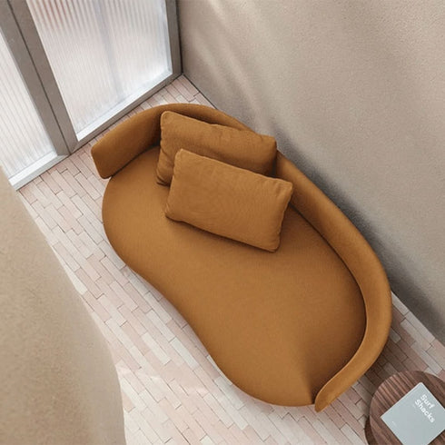 Ivan Velvet Fabric Round Shaped 3-Seater Sofa Modern Couch