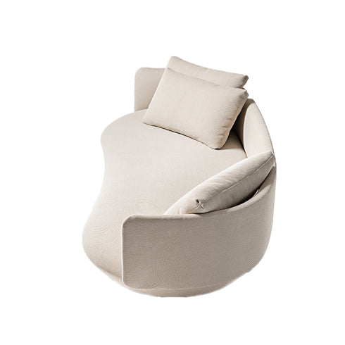 Ivan Velvet Fabric Round Shaped 3-Seater Sofa Modern Couch