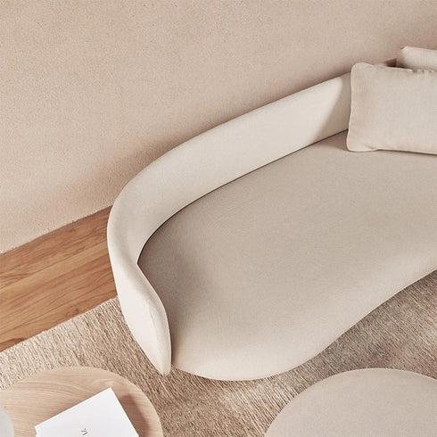 Ivan Velvet Fabric Round Shaped 3-Seater Sofa Modern Couch