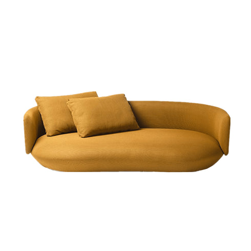 Ivan Velvet Fabric Round Shaped 3-Seater Sofa Modern Couch