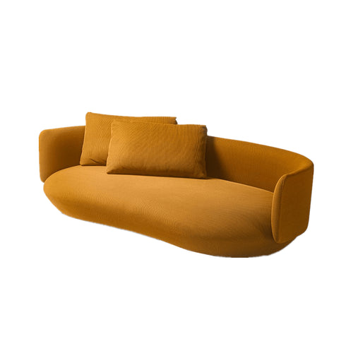 Ivan Velvet Fabric Round Shaped 3-Seater Sofa Modern Couch