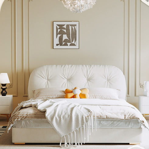 Izel Velvet Upholstered Headboard Modern Bed Frame