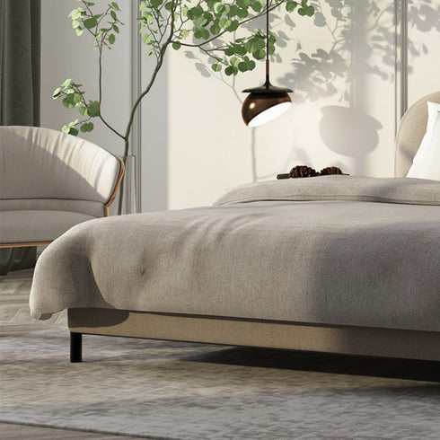 Jalyn Velvet Shaped Headboard Bed Frame