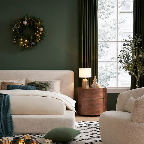 Jamaica Cotton Linen Blend Fabric Minimalist Rectangular Headboard Bed Frame