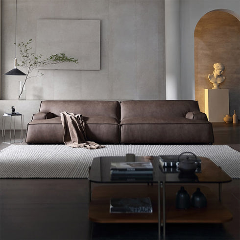 Jana Brown Technical Fabric 3 Seater Sofa 2-Pieces Couch