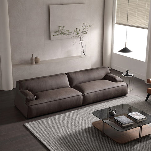 Jana Brown Technical Fabric 3 Seater Sofa 2-Pieces Couch